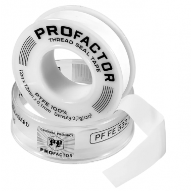 Лента фум для воды малая 12 м х 12 мм х 0.1 мм белая профессиональная ProFactor PF FE 532